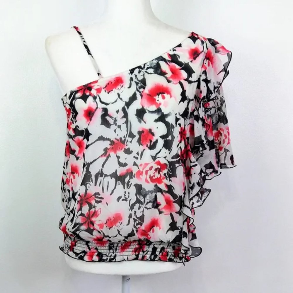 Sold BCX Off Shoulder Sheer Floral Top Size L